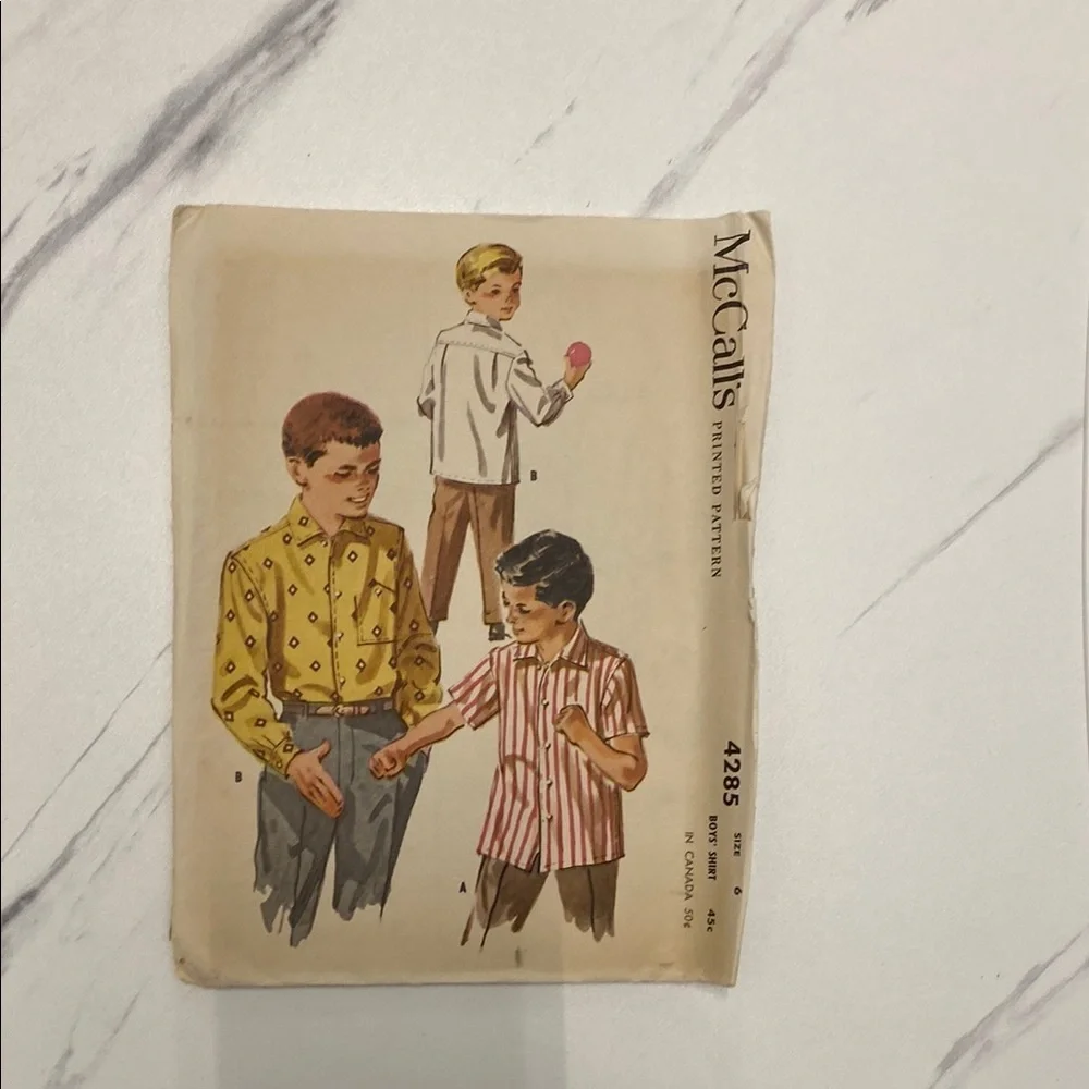 Vintage 1950s McCall’s #4285 Sewing Pattern for Boys' Shirts
